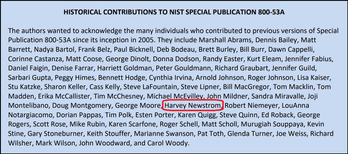 Picture of Harvey Newstrom's name in acknowledgements